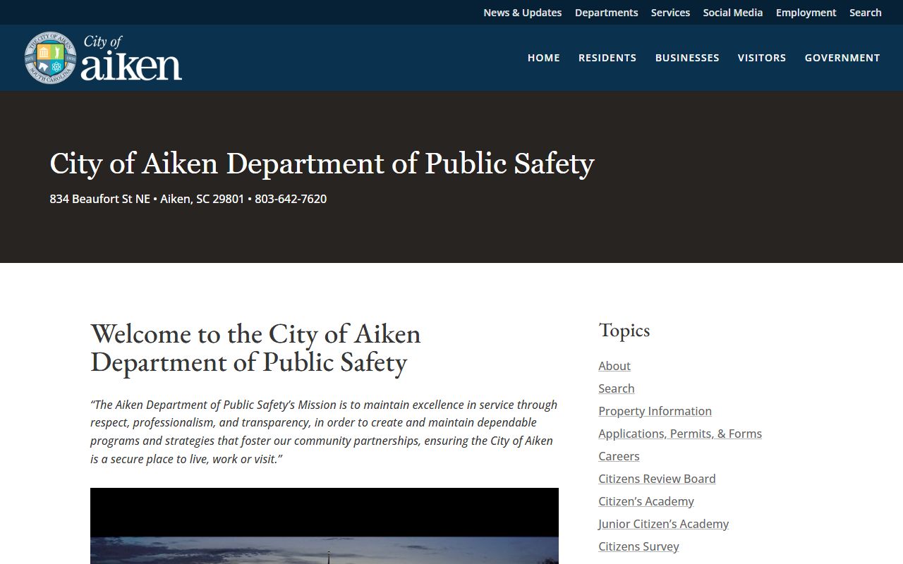 City of Aiken Public Safety Department arrest records