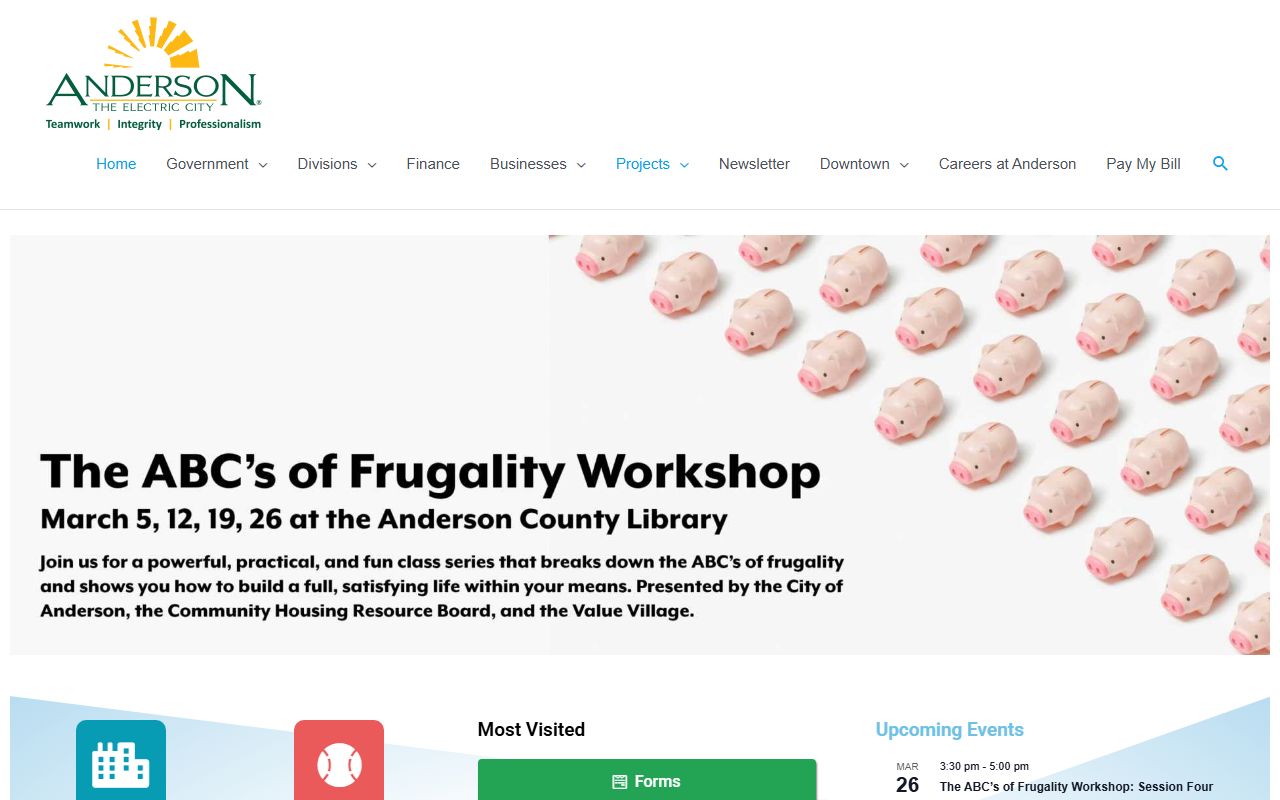 Anderson city government page for Anderson arrest records