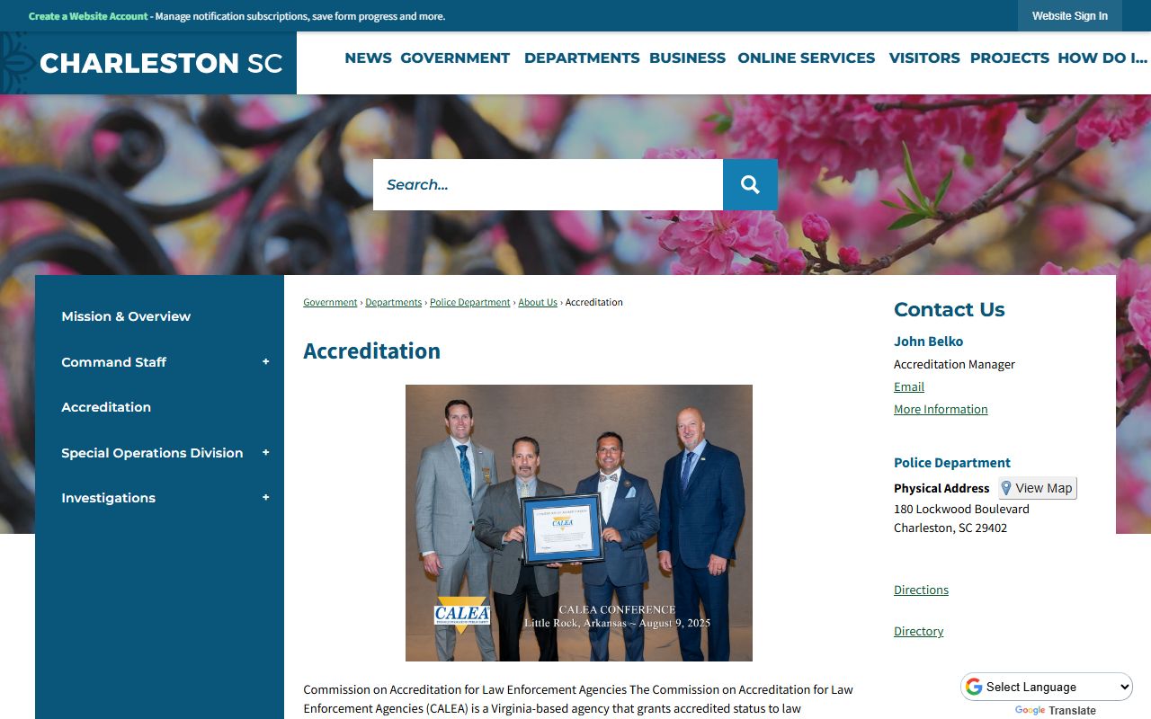 Charleston crime reports page for Charleston arrest records data