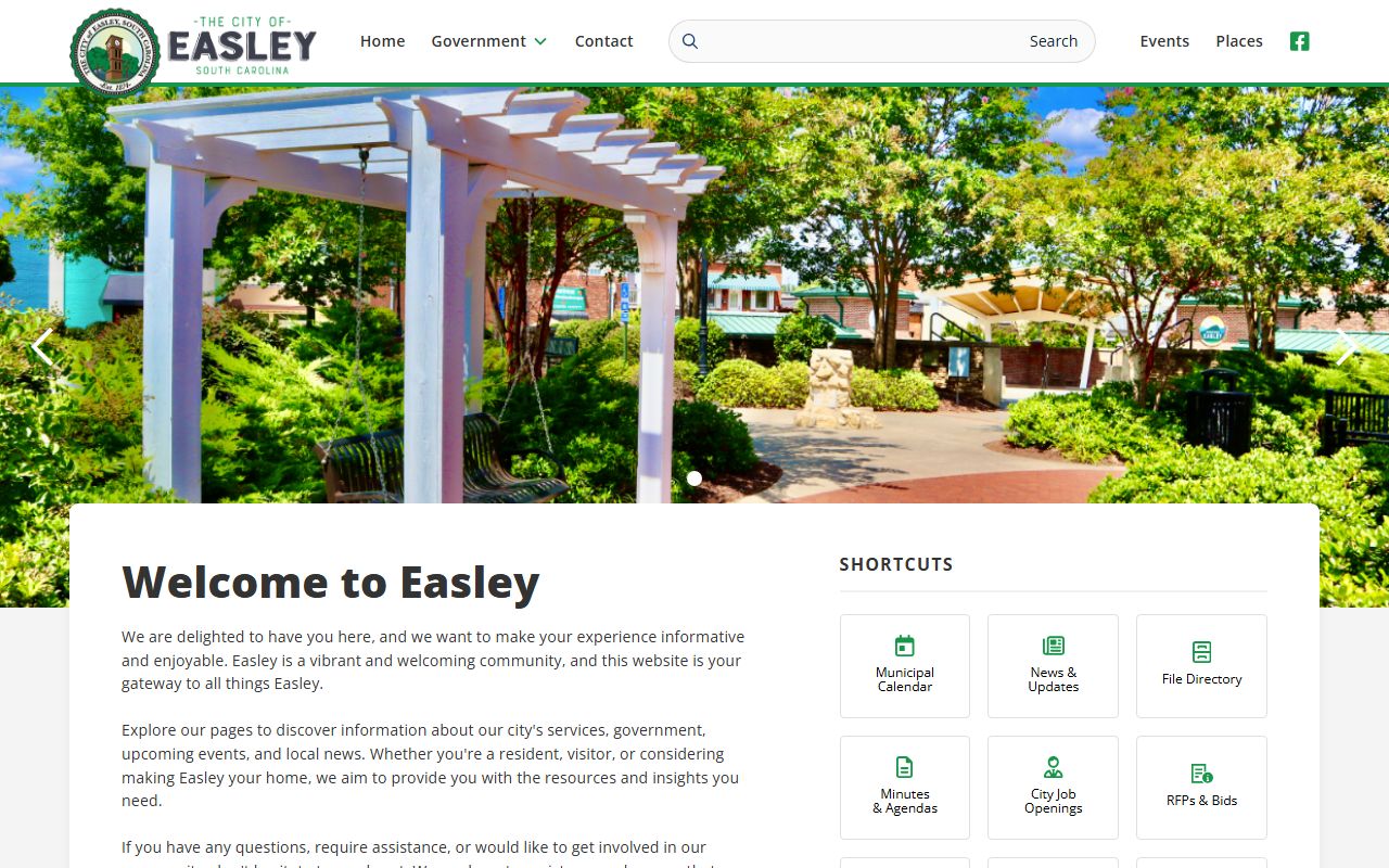 Easley city government page for Easley arrest records