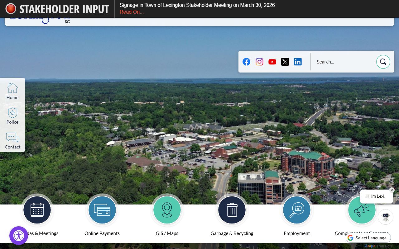 Lexington town government page for Lexington arrest records