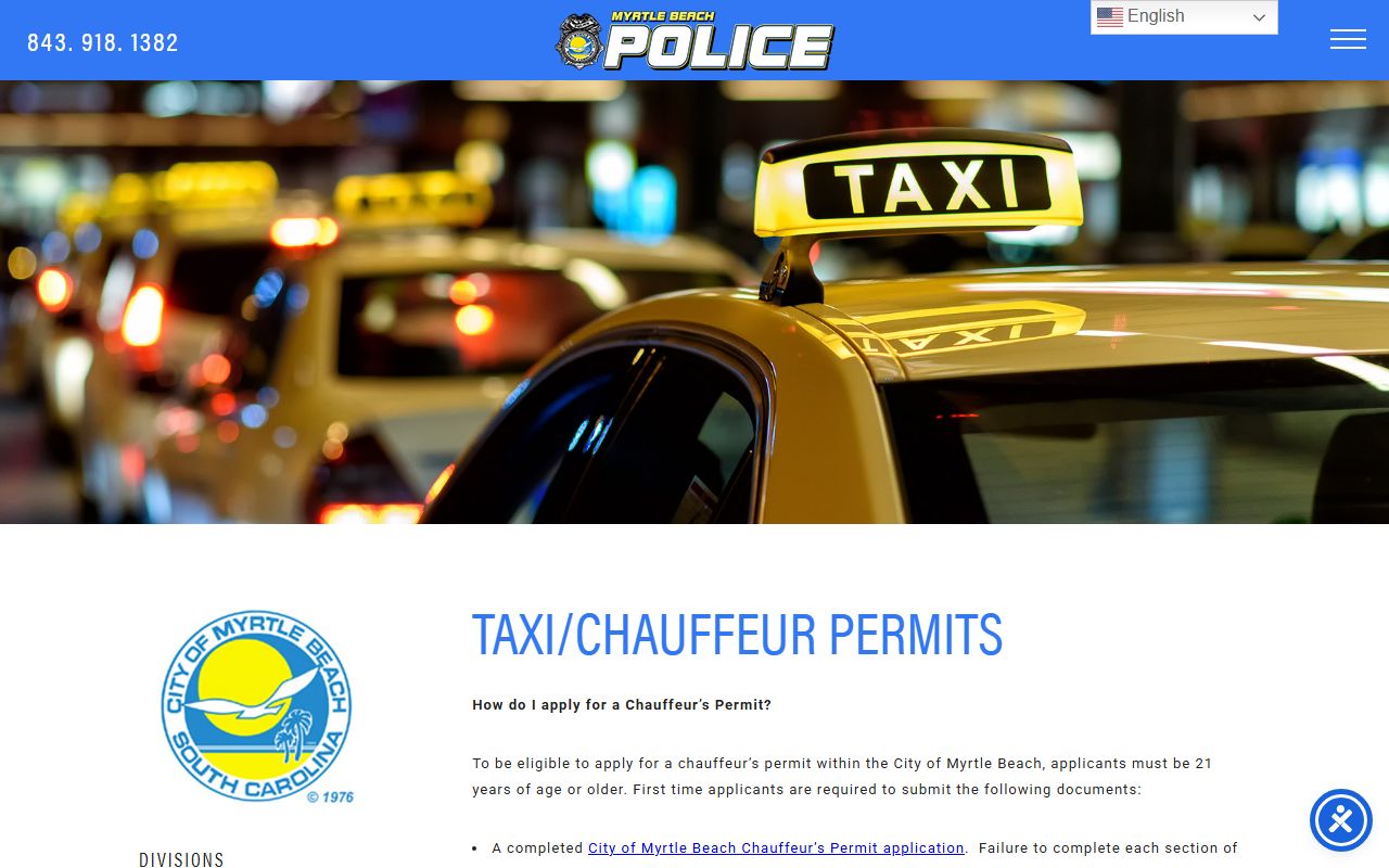 Myrtle Beach police taxi permits and background checks for arrest records