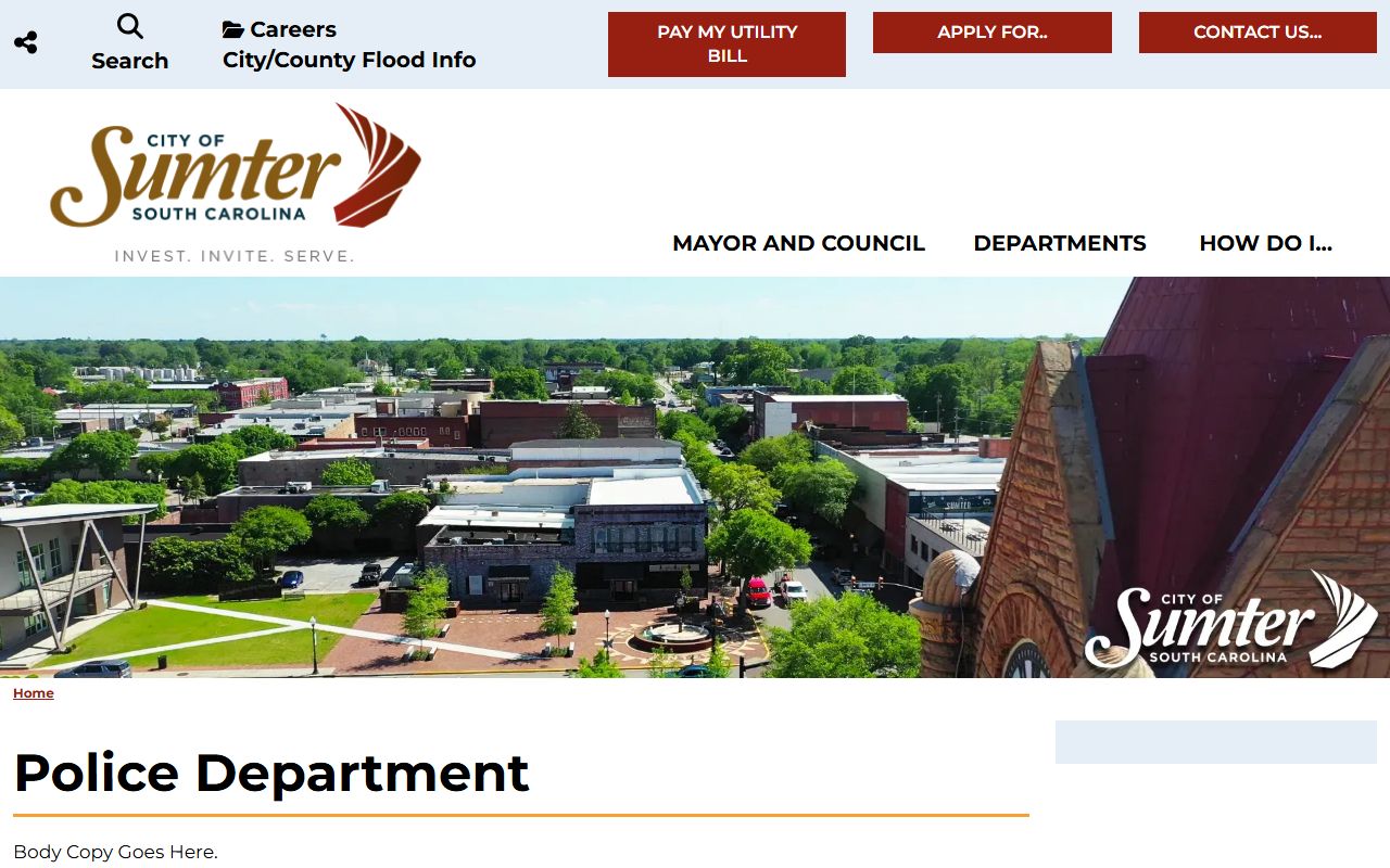 Sumter Police Department page for Sumter arrest records