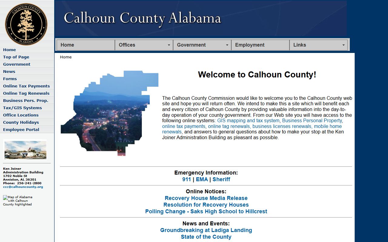 Calhoun County Sheriff Office website for arrest records