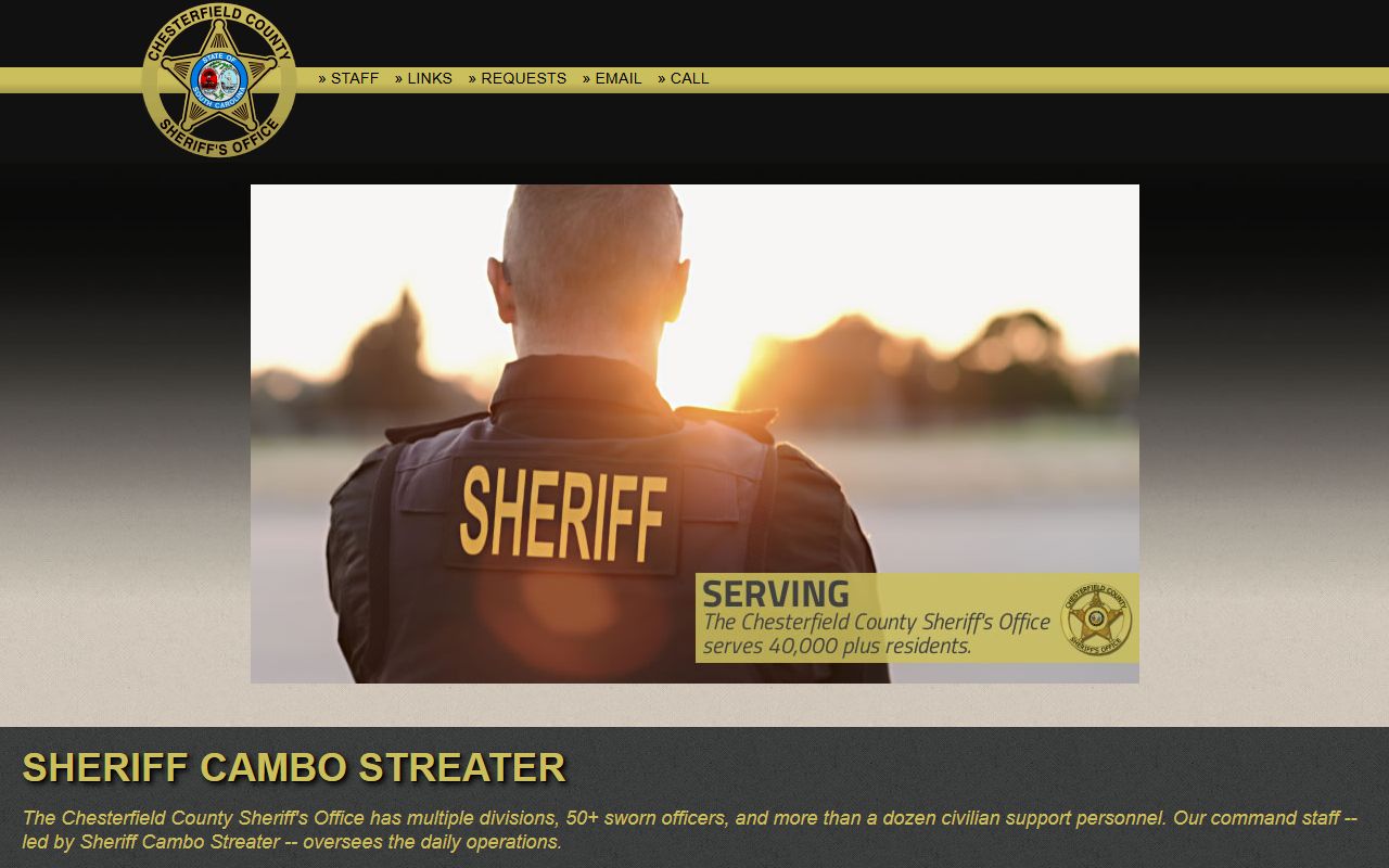 Chesterfield County Sheriff Office website for arrest records