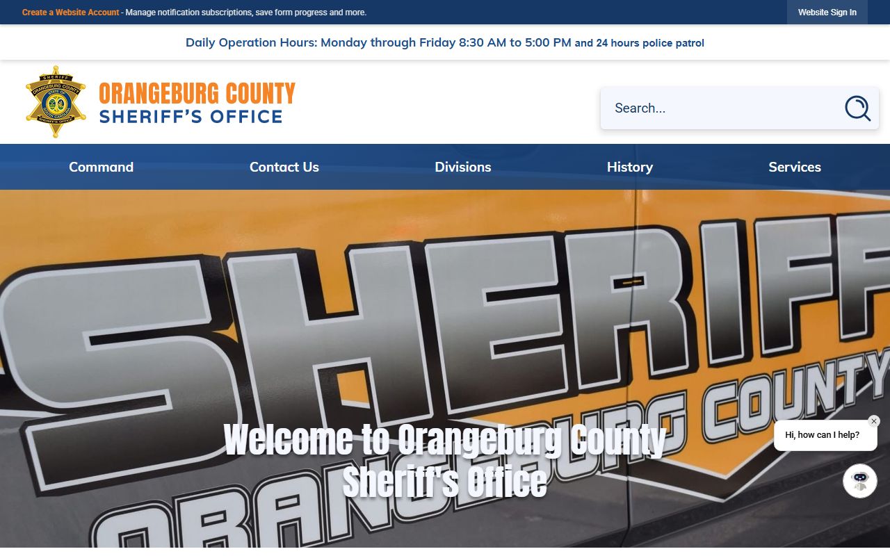 Orangeburg County Sheriff office for arrest records
