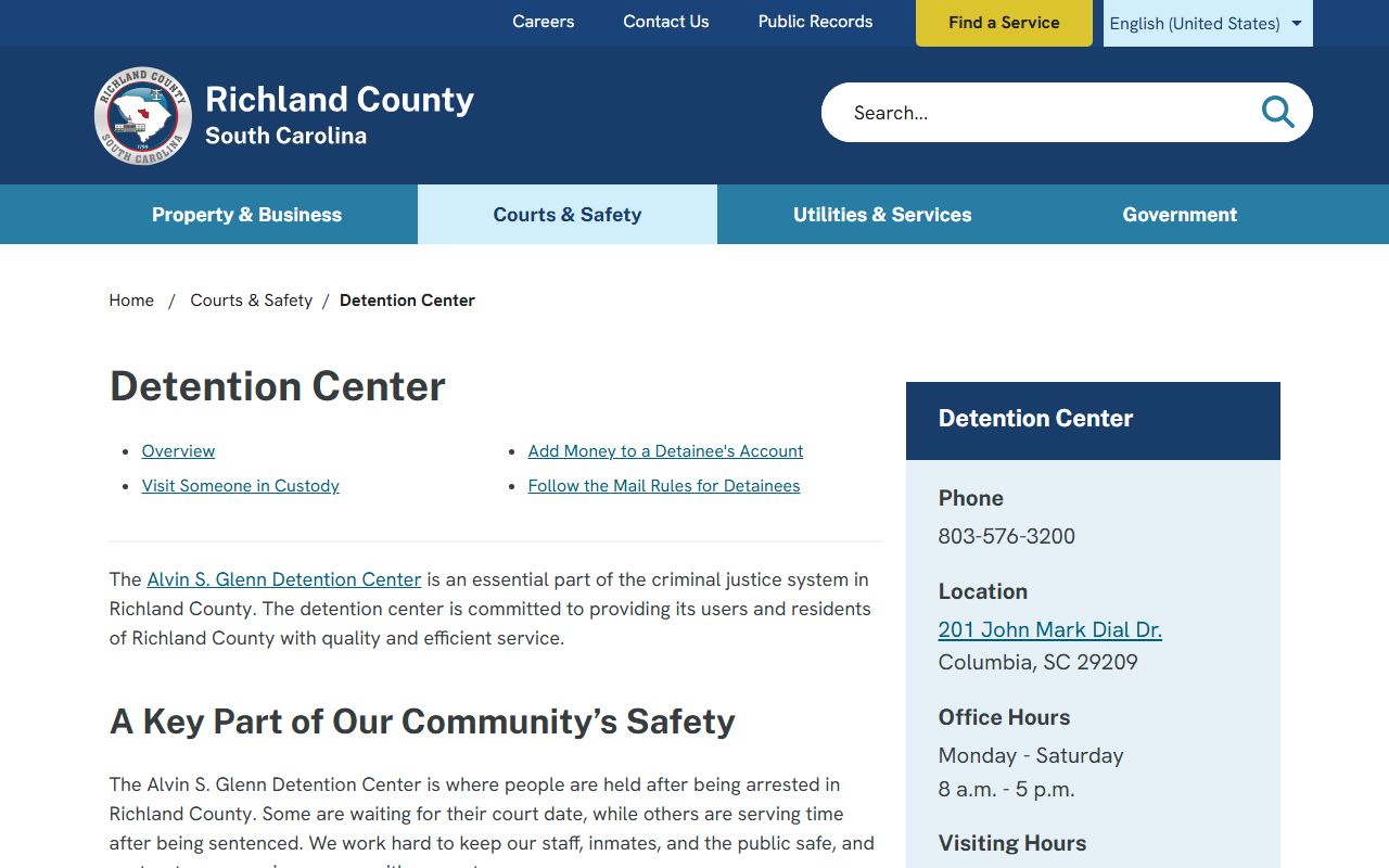 Alvin S. Glenn Detention Center Richland County arrest records